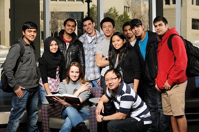 Students of different ethnicities posing in a group
